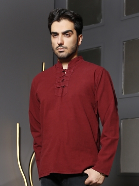 پبراهن الیافی رنگ زرشکی بورگاندی کد 260