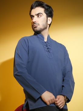 پیراهن الیافی آبی نفتی کد 267