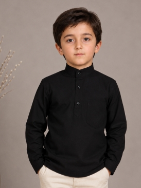 پیراهن سه دکمه مشکی کد 5003