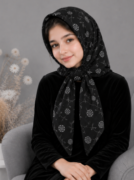 روسری  یسنا مشکی کد 7005