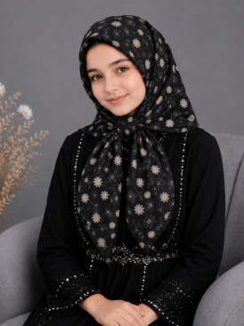 روسری نرگس مشکی کد 7002